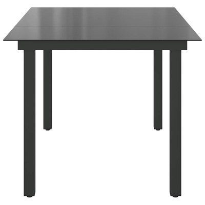 Stół ogrodowy, czarny, 150x90x74 cm, aluminium i szkło