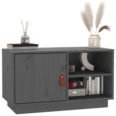 vidaXL Szafka pod TV, szara, 70x34x40 cm, lite drewno sosnowe