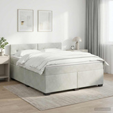 Łóżko Box Spring z materacem i LED jasnoszary 140 x 200 cm