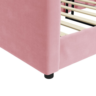 Sofa z funkcją spania, różowa, 90x200 cm, obita aksamitem