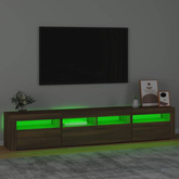 vidaXL Szafka pod TV z oświetleniem LED, brązowy dąb, 210x35x40 cm