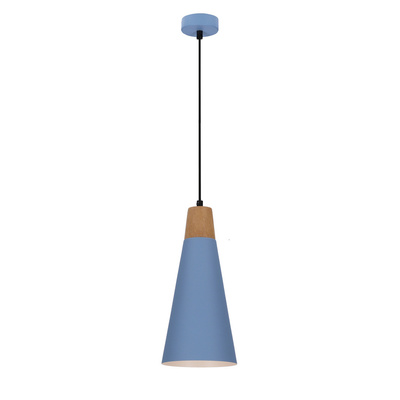 Lampa wisząca niebieska metalowa + drewno Faro Ledea 50101258