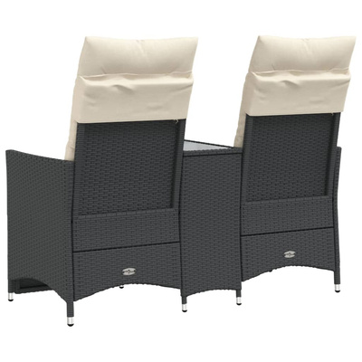 Rozkładana sofa ogrodowa dla 2 os., ze stolikiem, czarna
