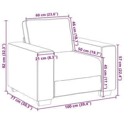 Fotel Beżowy 100 cm Tkanina lniana