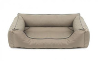 Legowisko dla psa Sofa Valencia Standard w kolorze beżowym z czarnym wykończeniem Rozmiar: XL - 120 x 90 cm - do samodzielnego złożenia