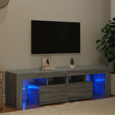 Szafka TV z oświetleniem LED, szary dąb sonoma, 140x36,5x40 cm