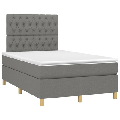 vidaXL Łóżko kontynentalne z materacem, ciemnoszara tkanina 120x200 cm wariant 10