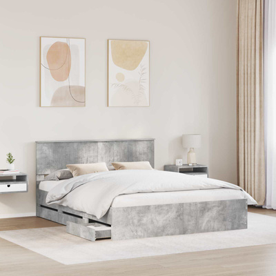 Ramka łóżka Betonowy szary 160 x 200 cm Drewno inżynieryjne