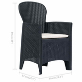 3-częściowy zestaw bistro, antracytowy, stylizowany na rattan