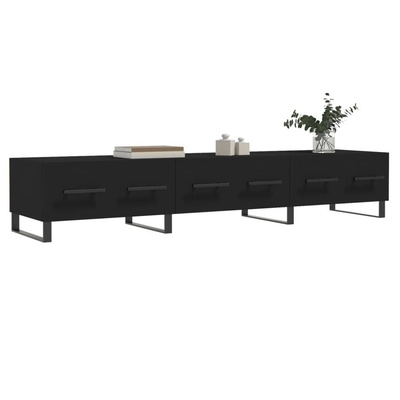 vidaXL Szafka pod TV, czarna, 150x36x30 cm, materiał drewnopochodny wariant 4