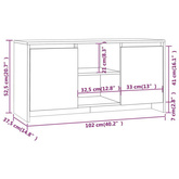 Szafka pod TV, przydymiony dąb, 102x37,5x52,5 cm vidaXL