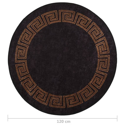 vidaXL Dywan z możliwością prania, 120 cm, czarno-złoty