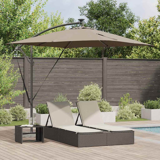Parasol plażowy z paskami LED Ciemnoszary 249 x 249 x 250 cm