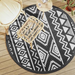 vidaXL Dywan na zewnątrz, czarny, ?160 cm, PP model standard
