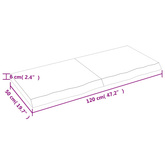Półka, ciemnobrązowa, 120x50x(2-6) cm, wykończone drewno dębowe