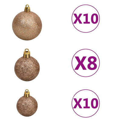 vidaXL Sztuczna choinka z lampkami i bombkami, 210 cm, zielona model standard