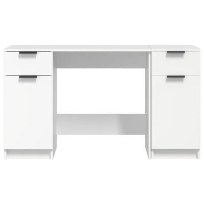 vidaXL Biurko z szafką boczną, białe, materiał drewnopochodny