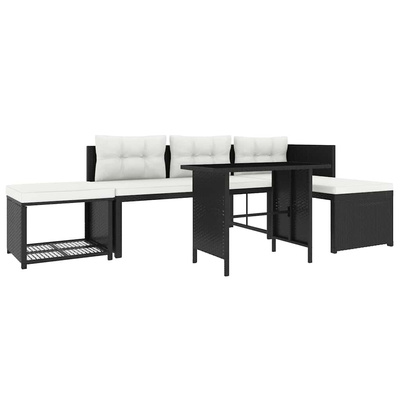 vidaXL 4-cz. zestaw wypoczynkowy do ogrodu, rattan PE, czarny