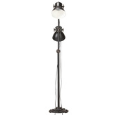 Lampa podłogowa z 2 kloszami, czarna, E27, żeliwo
