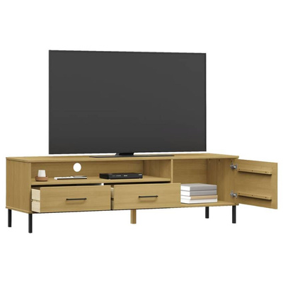 vidaXL Szafka pod TV OSLO, metalowe nóżki, brązowa, sosnowa model standard
