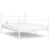 vidaXL Rama łóżka ze stelażem z listw, biała, metalowa, 120 x 200 cm
