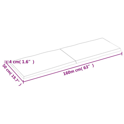 Blat, jasnobrązowy 160x50x(2-4)cm drewno z naturalną krawędzią