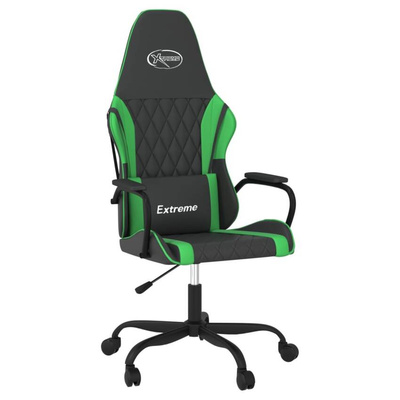 vidaXL Fotel gamingowy, czarno-zielony, sztuczna skóra