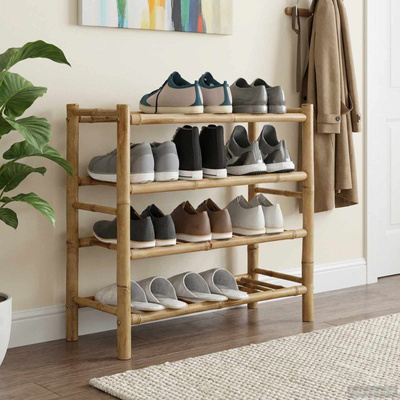 Stojak na buty z półką Naturalny 68 x 28 x 63 cm Bambus