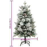 vidaXL Choinka flokowana śniegiem z lampkami i szyszkami 150 cm PVC/PE
