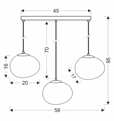 Lampa wisząca STONES w stylu Japandi - podłużna z akrylowymi kloszami 20 cm w kształcie kamienia - minimalistyczna lampa nad stół 3x E27