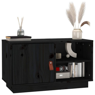 vidaXL Szafka pod TV, czarna, 70x34x40 cm, lite drewno sosnowe