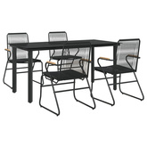 5-częściowy zestaw mebli ogrodowych, czarny, rattan PVC