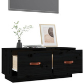 vidaXL Szafka pod TV, czarna, 80x34x35 cm, lite drewno sosnowe