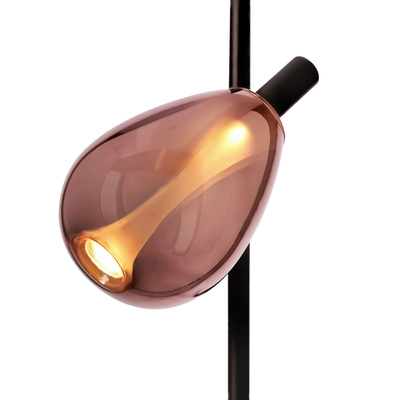 Lampka nocna Denso 26 czarna szklany klosz miedziany do czytania