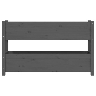 Donica, szara, 112x25x66 cm, lite drewno sosnowe