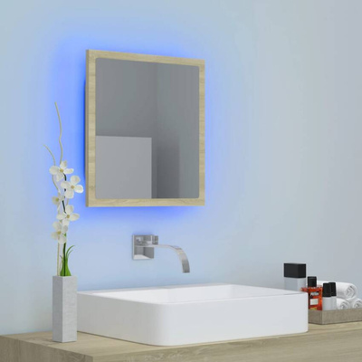 vidaXL Lustro łazienkowe LED, kolor dąb sonoma, 40x8,5x37 cm, akryl