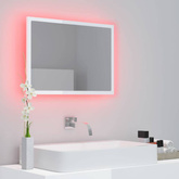 vidaXL Lustro łazienkowe LED, wysoki połysk, białe, 60x8,5x37cm, akryl