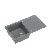 EVAN 111 GraniteQ zlewozmywak z syfonem Push 2 Open 1-komorowy z/o (860x500x210) silver stone / elementy stalowe