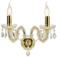 Kryształowy kinkiet ścienny MARIA TERESA podwójny złoty 2x E14 - elegancka lampa ścienna vintage 