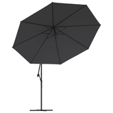 Parasol wiszący z aluminiowym słupkiem, 350 cm, czarny