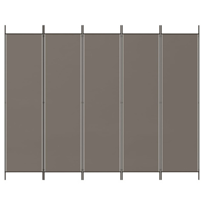 Parawan 5-panelowy, antracytowy, 250x200 cm, tkanina