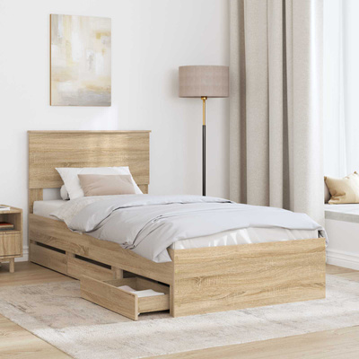 Ramka łóżka Dąb Sonoma 75 x 190 cm Drewno inżynieryjne