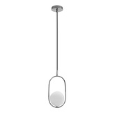 Lampa wisząca CORDEL elegancka - srebrny chromowy z mlecznym kulistym kloszem - nowoczesne oświetlenie salonu 1x G9 LED