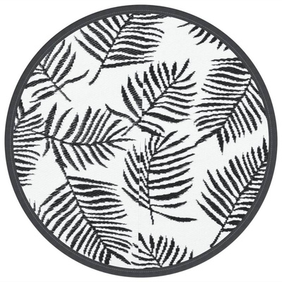 vidaXL Dywan na zewnątrz, biało-czarny, ?120 cm, PP model standard