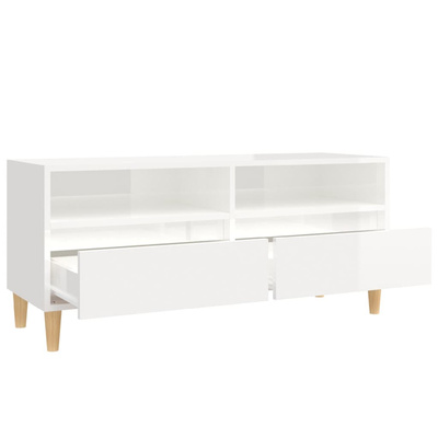 vidaXL Szafka pod TV, wysoki połysk, biała, 100x34,5x44,5 cm