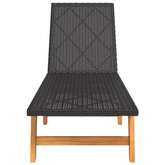 vidaXL Leżak ze stolikiem, polirattan i lite drewno akacjowe