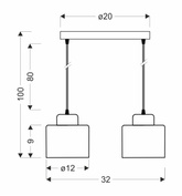 Lampa wisząca Wama podwójna metalowa nad stół czarna z chromem