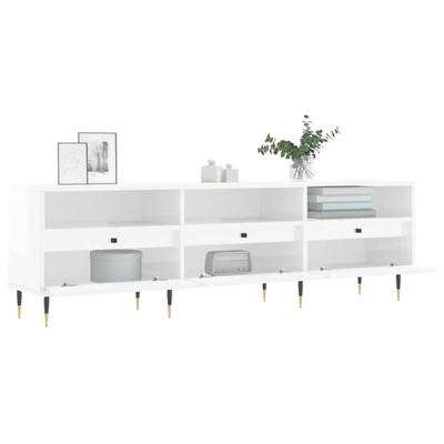 vidaXL Szafka pod TV, wysoki połysk, biała, 150x30x44,5 cm