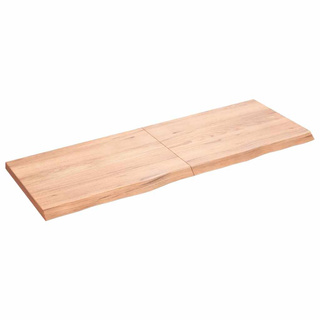 Półka, brązowa, 140x50x(2-4) cm, lakierowane lite drewno dębowe