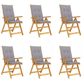vidaXL Składane krzesła ogrodowe z poduszkami, 6 szt., drewno akacjowe